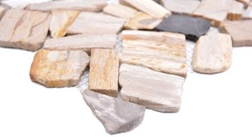 Mosani Mosaikfliesen Mosaik Bruch Fossiles Polygonal Mosaikmatte Wood Holzoptik