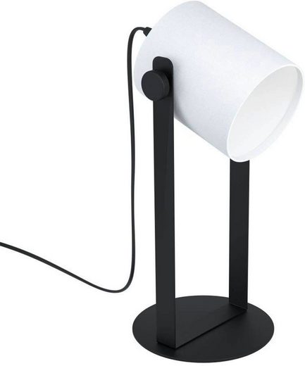 EGLO Tischleuchte »HORNWOOD 1«, schwarz / L19,5 x H42,5 x B18 cm / exkl. 1 x E27 (je max. 28W) / Tischlampe - Stoff Lampenschirm schwenkbar - Lampe - Tischleuchte - Nachttischleuchte - Schlafzimmerlampe - Holz - mit Schalter - Textil