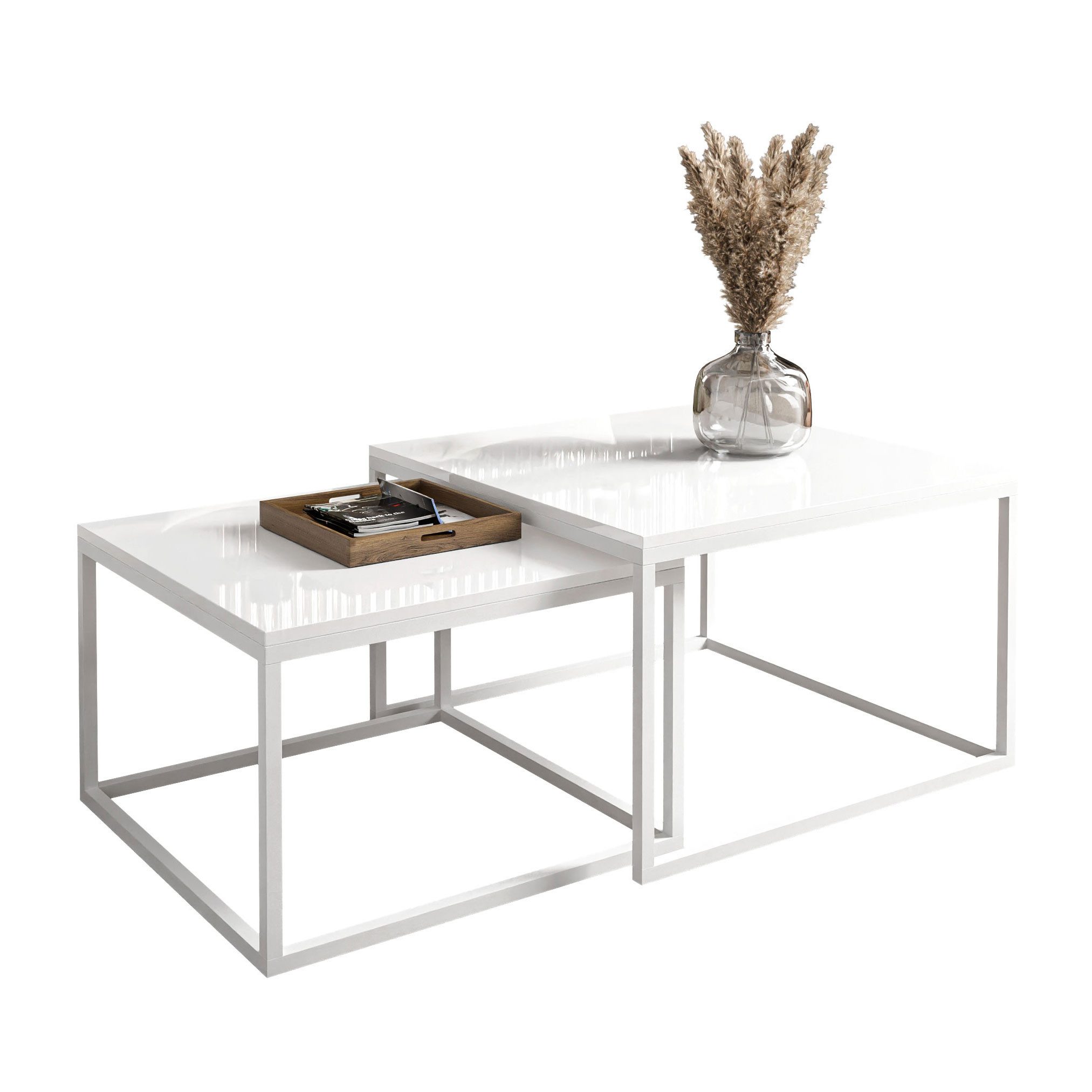 Lookway Couchtisch Yoshi 2in1 mit Hochglanz Platte (2er-Set), Breite: 70 cm günstig online kaufen