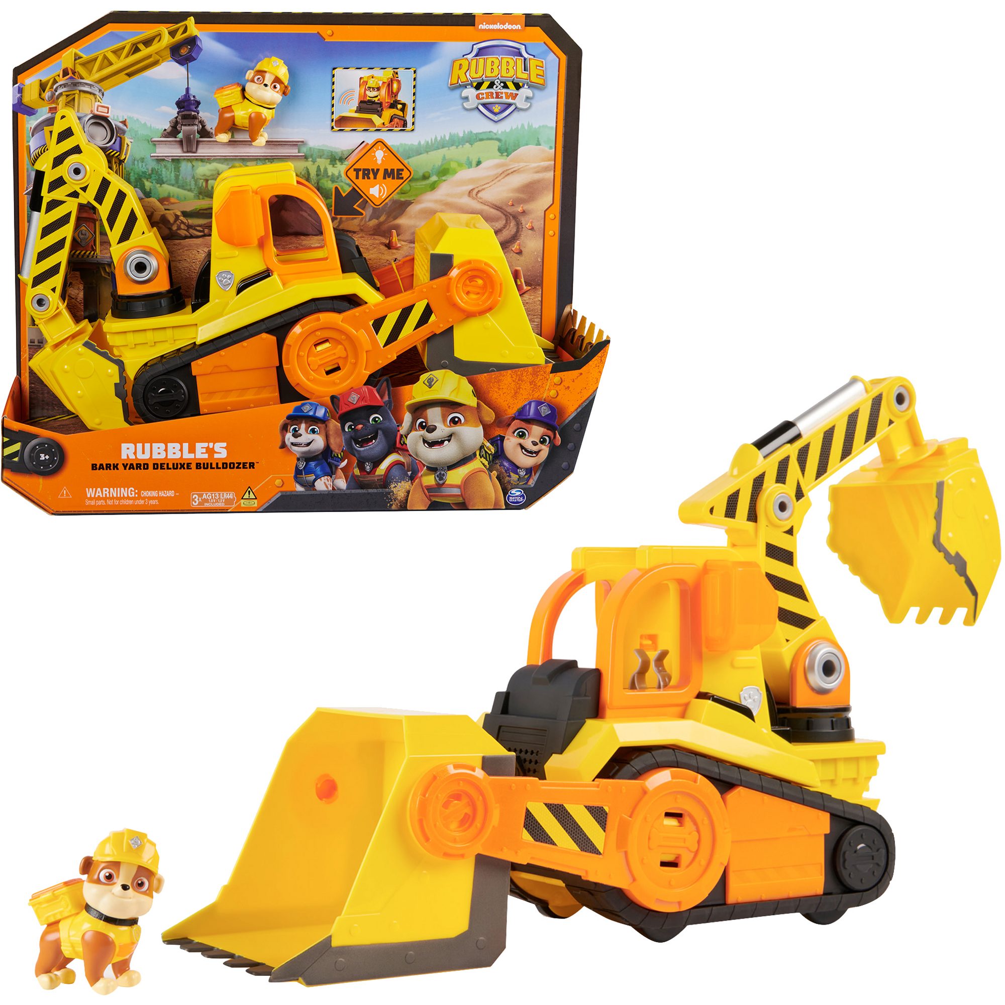 PAW PATROL Spielzeug-Baumaschine Spin Master Rubble & Crew - Großes Planierraupen-Baufahrzeug