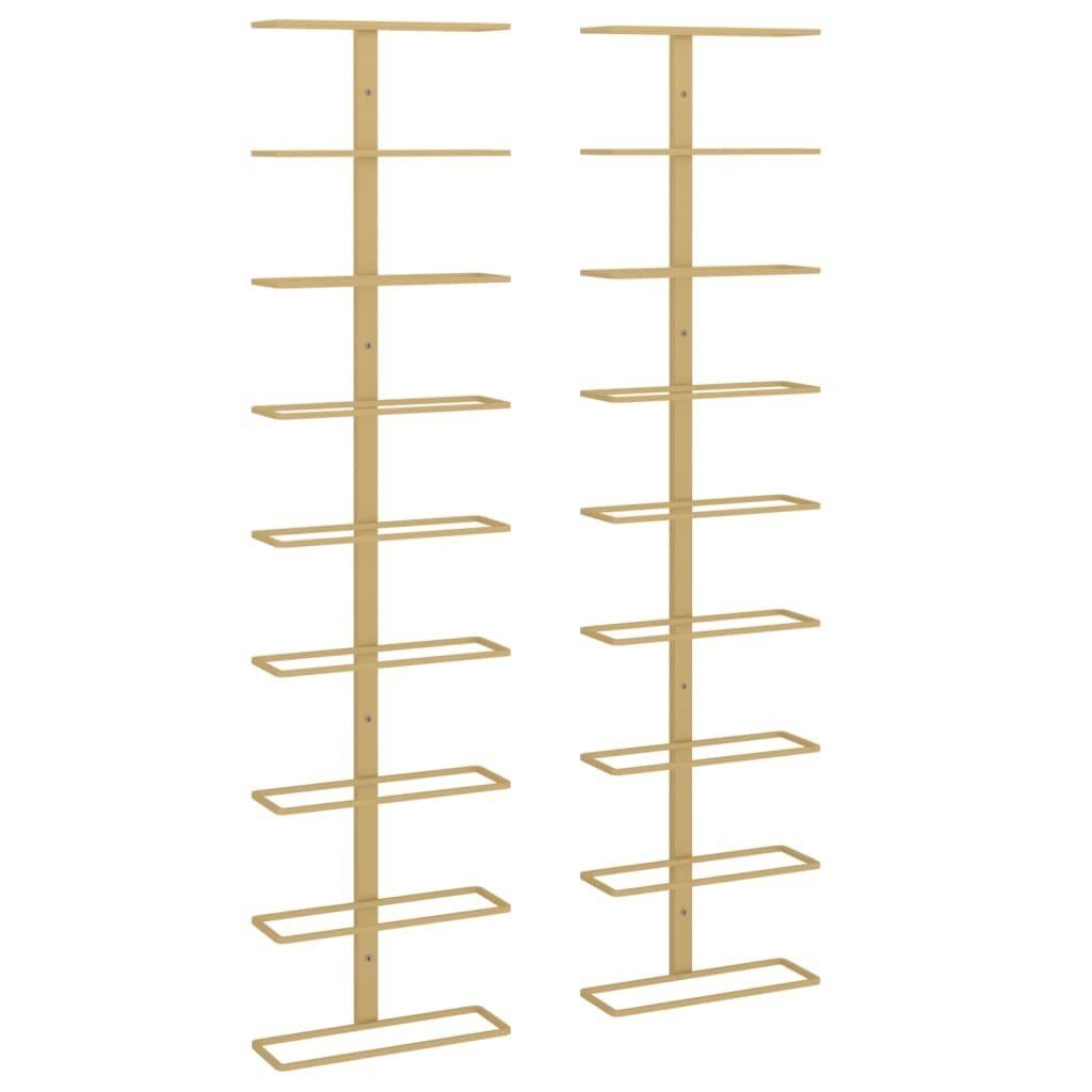 furnicato Weinregal Wand-Weinregale für 9 Flaschen 2 Stk. Golden Eisen, 1-tlg.