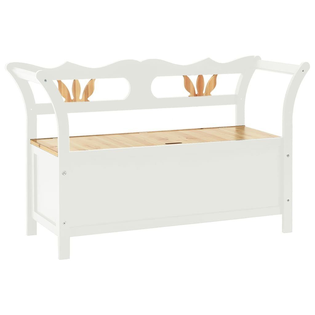 furnicato Truhenbank Sitzbank mit Stauraum 126 cm Weiß und Helles Holz