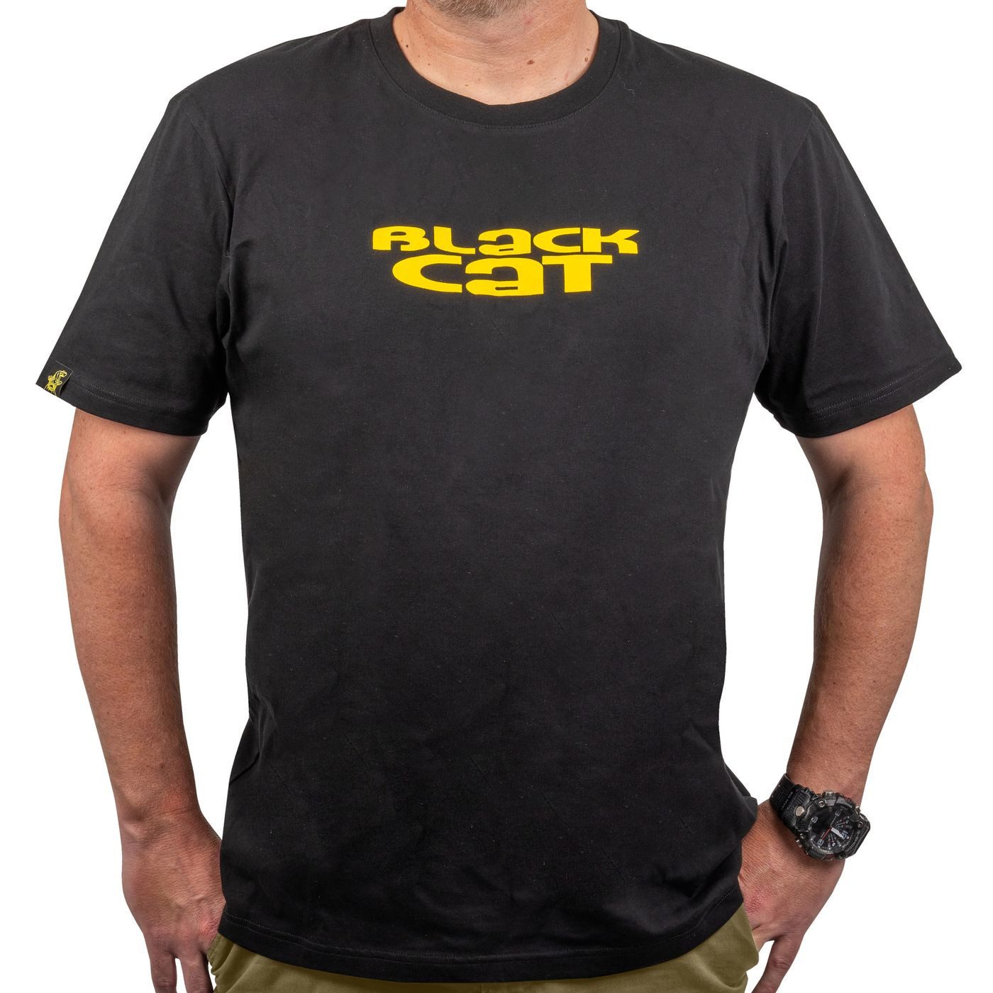 Black Cat T-Shirt Black Cat Logo Black T-Shirt