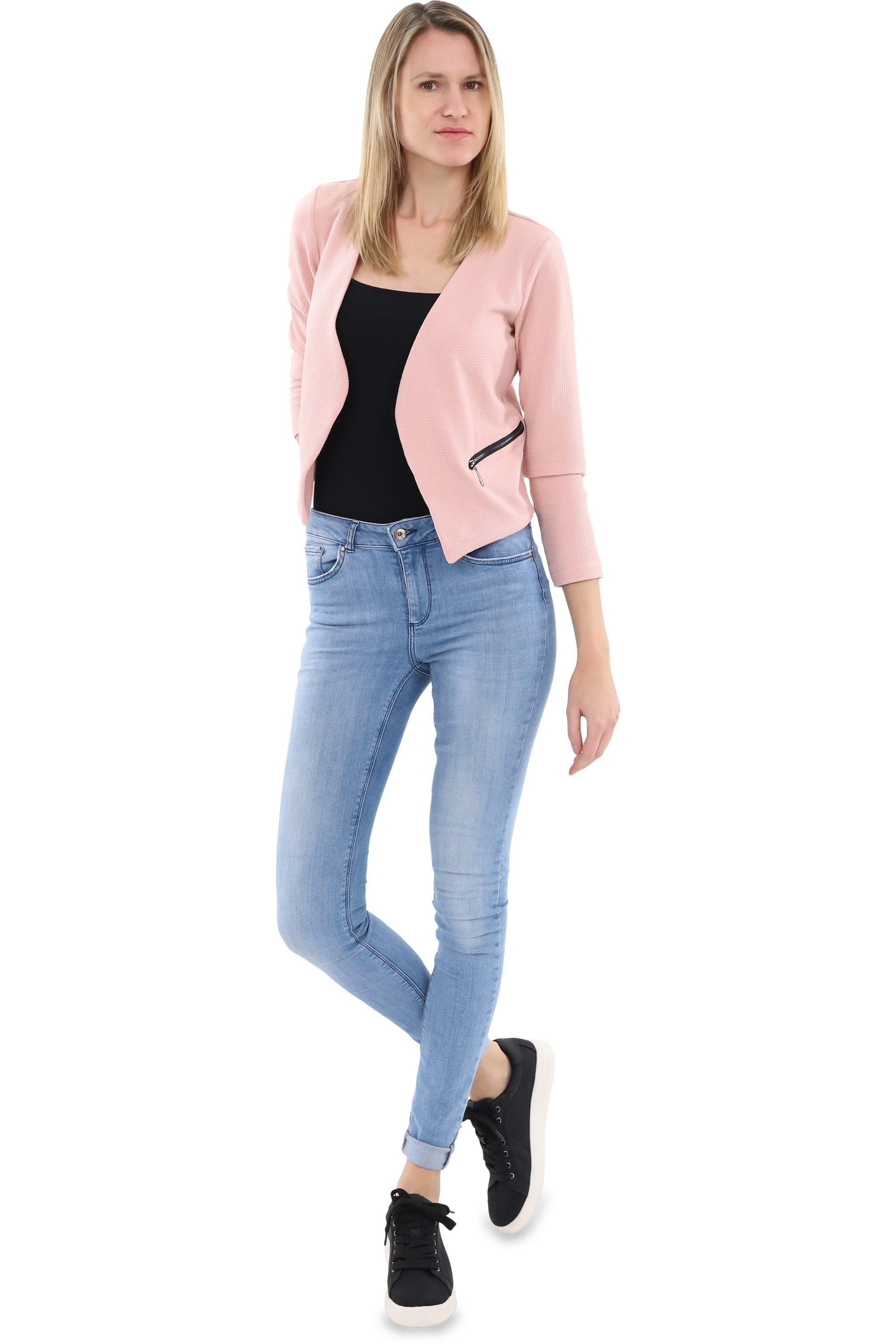 malito more than fashion Jackenblazer malito Damen Blazer ohne Kragen, Sakko im Basic Look, Kurzjacke mit Sweatblazer im Basic-Look