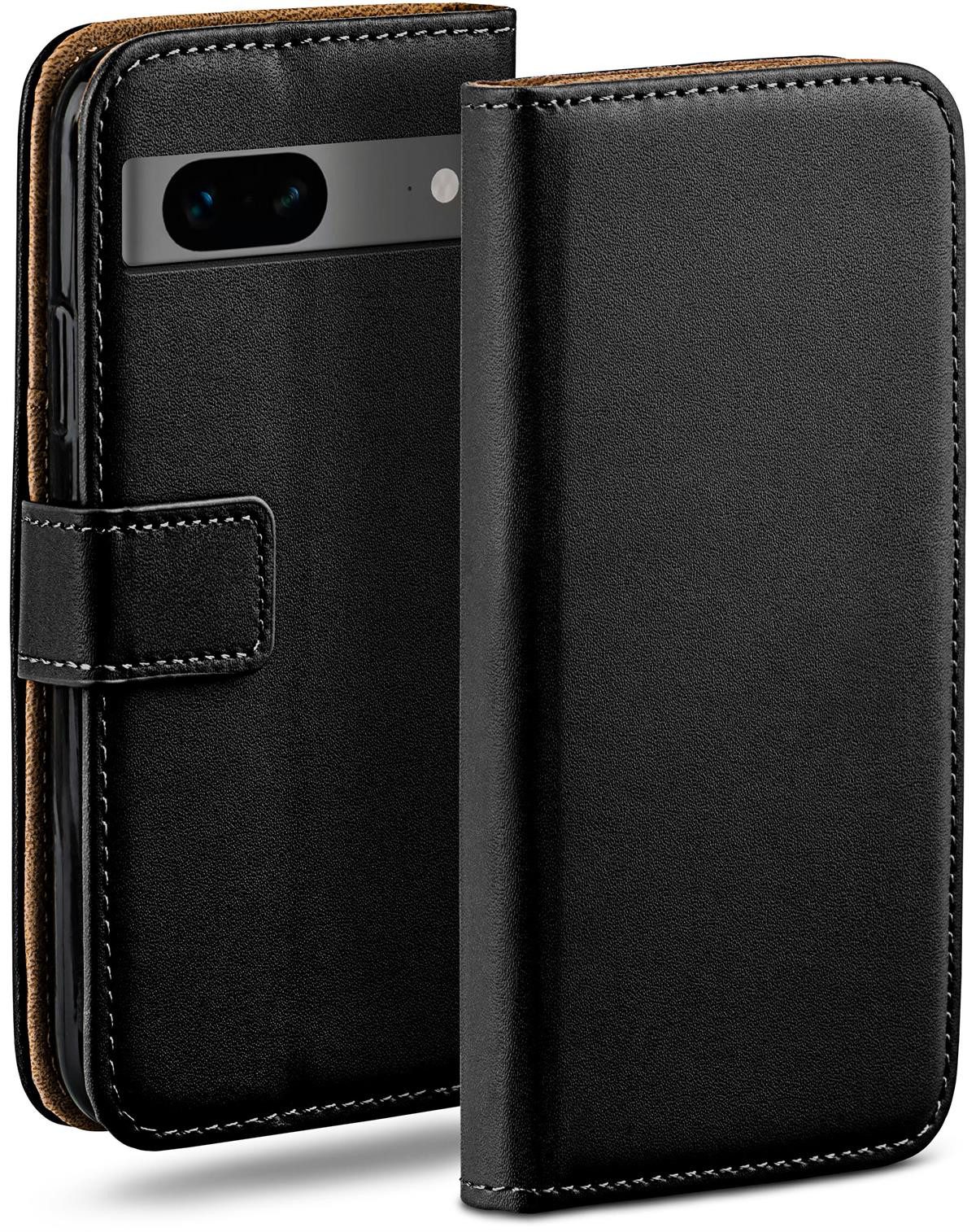moex Handyhülle für Google Pixel 7 Hülle Klappbar Book Case Schwarz 6,32 Zoll, Klapphülle Kartenfach Flip Cover Handytasche Leder Optik Schutzhülle