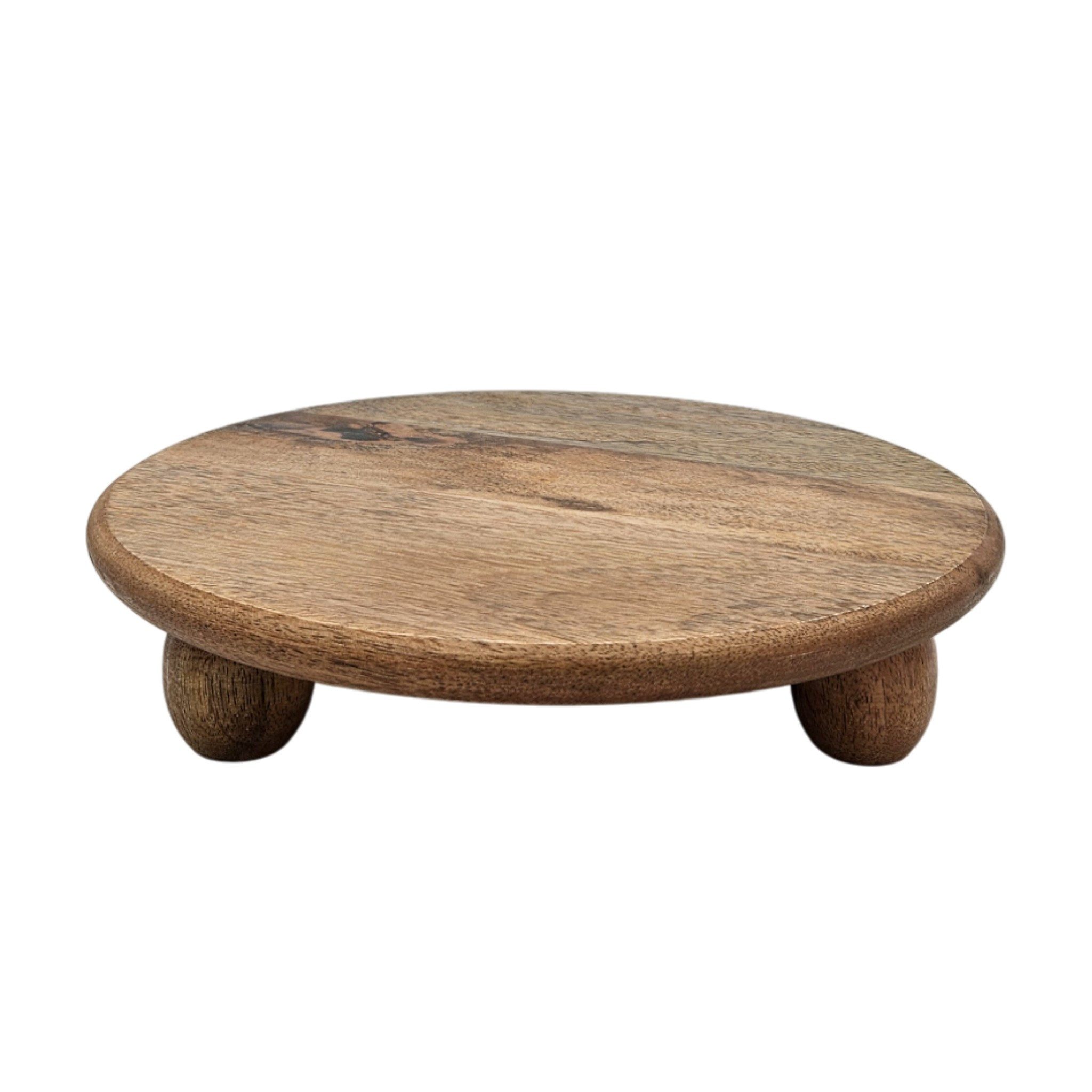 Meinposten Dekoteller Kerzentablett rund auf Füßen Kerzentablett Holztablet günstig online kaufen