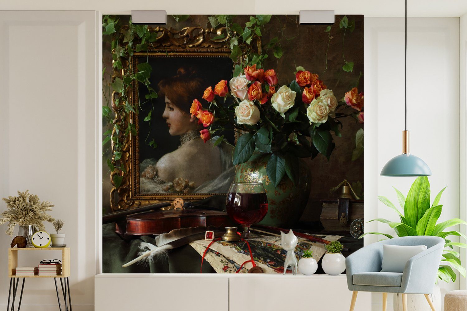 Schlafzimmer Fototapete - für bedruckt, Malerei Blumen, Küche, Wohnzimmer Stilleben (4 Matt, Fototapete St), - Vliestapete MuchoWow