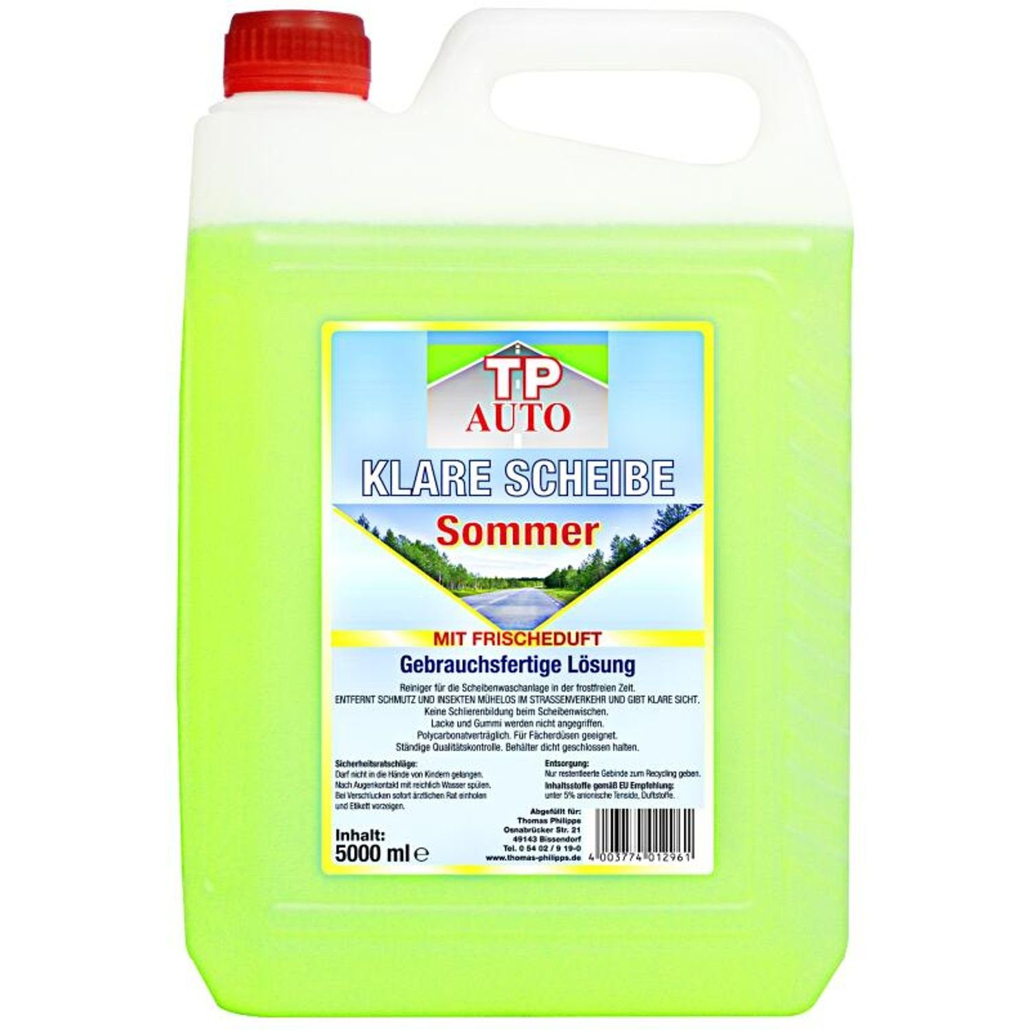 PREMIUM Scheibenreiniger Sommer (gebrauchsfertig) mit Citrus Duft, im  5-Liter-Kanister