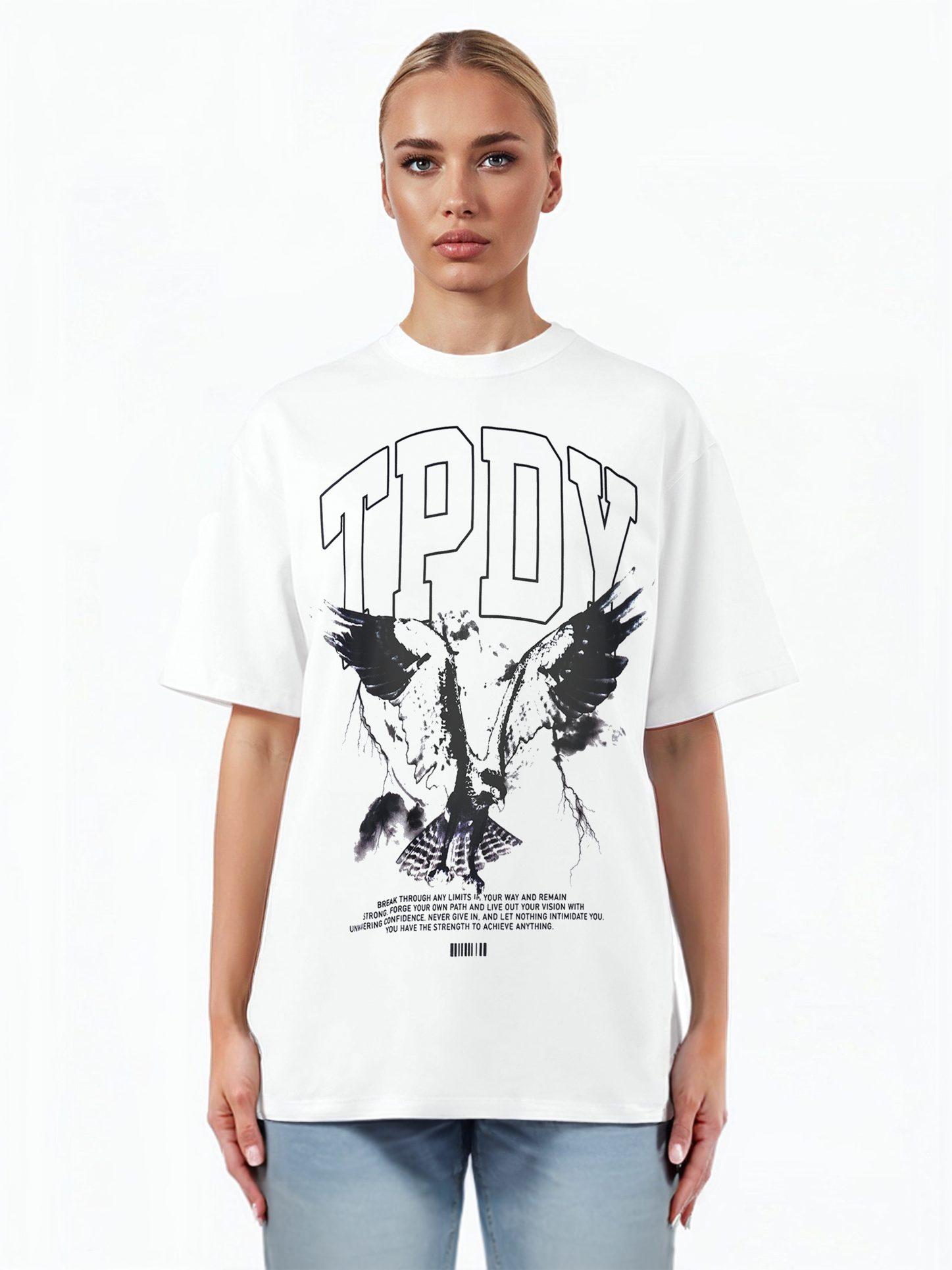 trueprodigy Oversize-Shirt Yuki F Logoprint Rundhals dicker Stoff günstig online kaufen