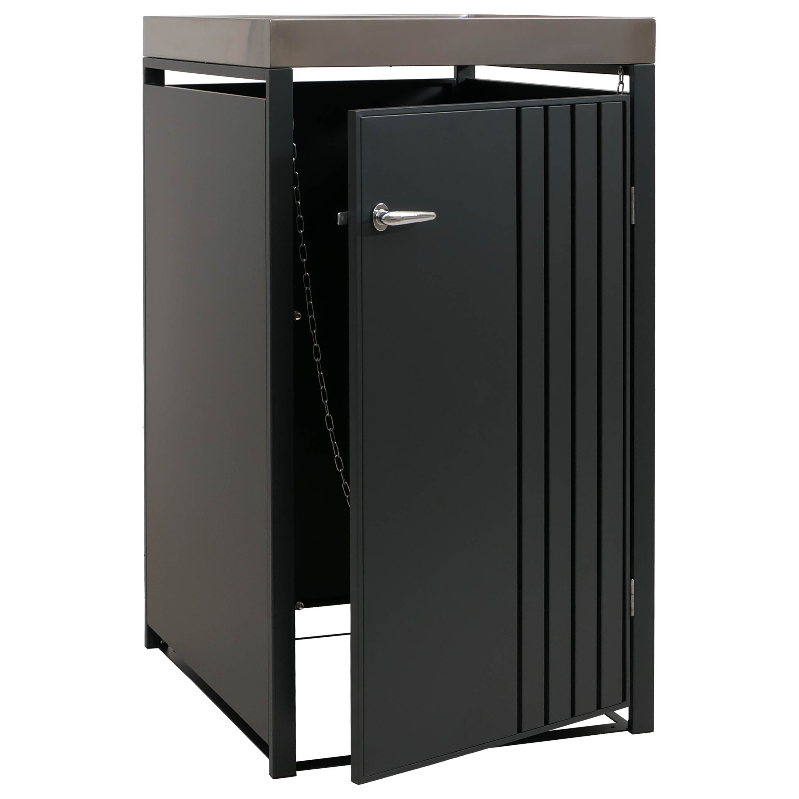 PROREGAL® Mülltonnenbox Mülltonnenverkleidung Anthrazit mit verschiedenen Dekoren, Moderne Mülltonnengehäuse aus Stahl für hohe Langlebigkeit