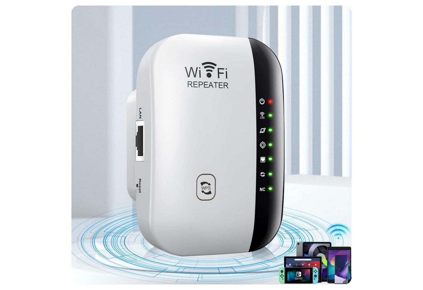 Forrlite 300Mbit/s 2.4GHz WiFi Extender Booster Repeater/AP Modus mit WPS WLAN-Repeater, Kompatibel mit allen WLAN Geräten