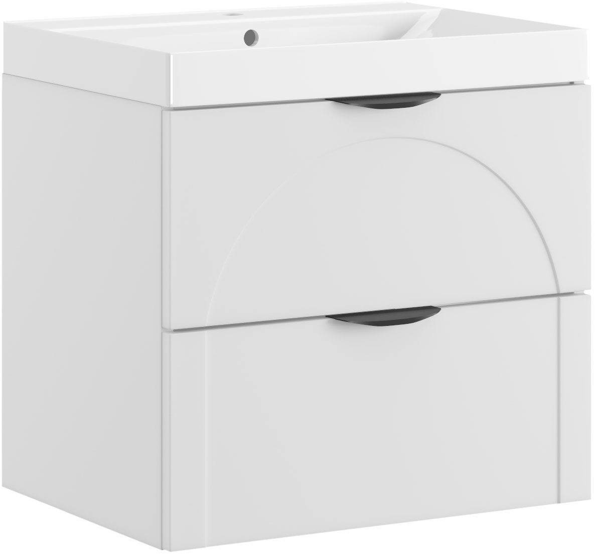 welltime Waschtisch FLOW CIRCLE mit Waschbecken, Breite 60 oder 80cm, modernes Design, Schrank mit 2 Schubladen, Soft-Close-Function, in 2 Breiten erhältlich
