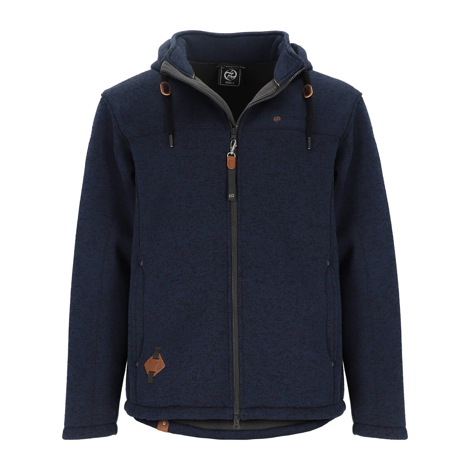 Dry Fashion Fleecejacke Helgoland Herren Wollfleece-Jacke Kapuze - Jacke Fleece Übergansjacke Windabweisend, Verstellbare Kapuze, Reißverschlusstaschen, Innentasche