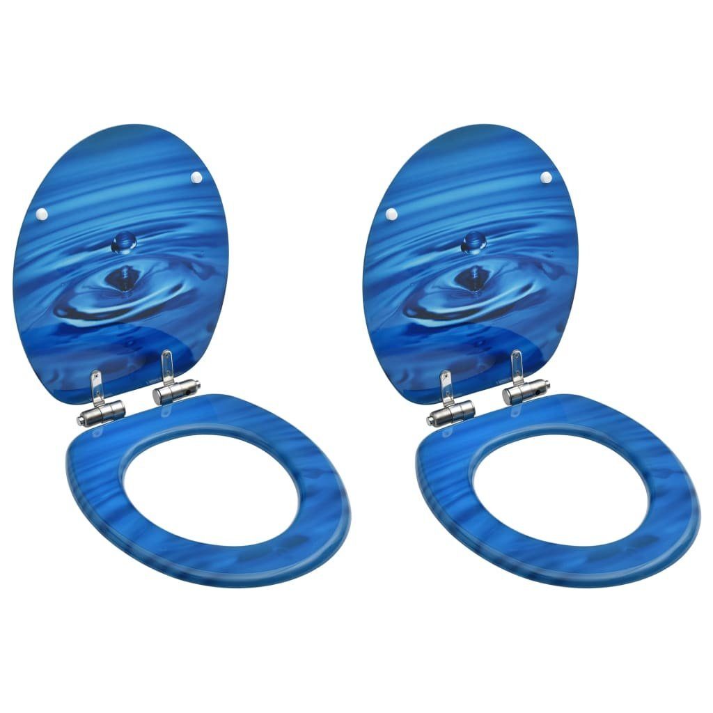 vidaXL WC-Sitz Toilettensitze Soft-Close-Deckel 2 Stk. MDF Blau Wassertropfen (2-St)