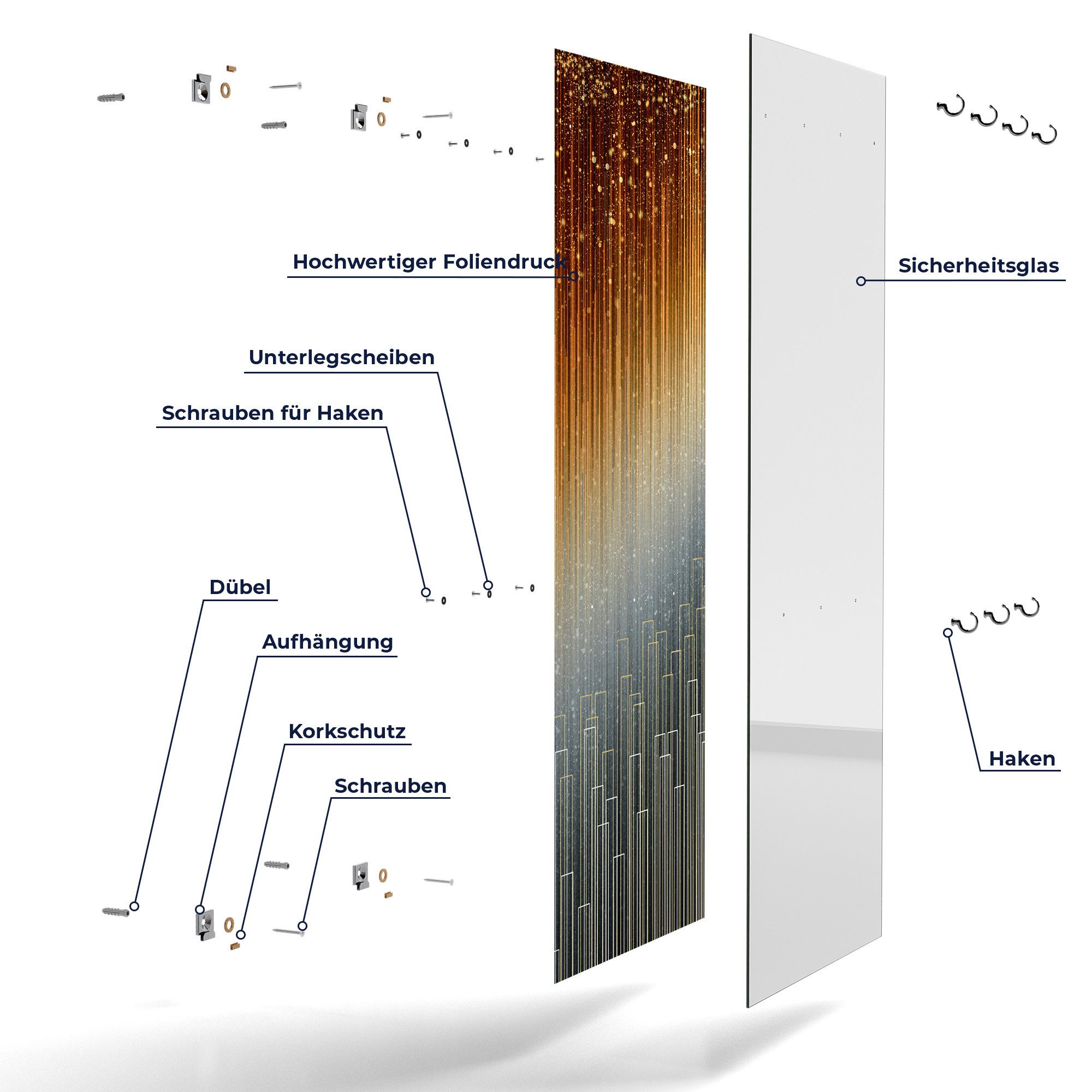 DEQORI Kleiderhaken 'Funkelnder Lichterregen', Glas Garderobe hängend Flur Jackenhalter modern Wandgarderobe Haken