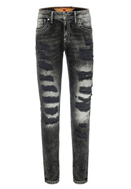 Cipo & Baxx Straight-Jeans im modischem Destroyed-Look mit Gürtel