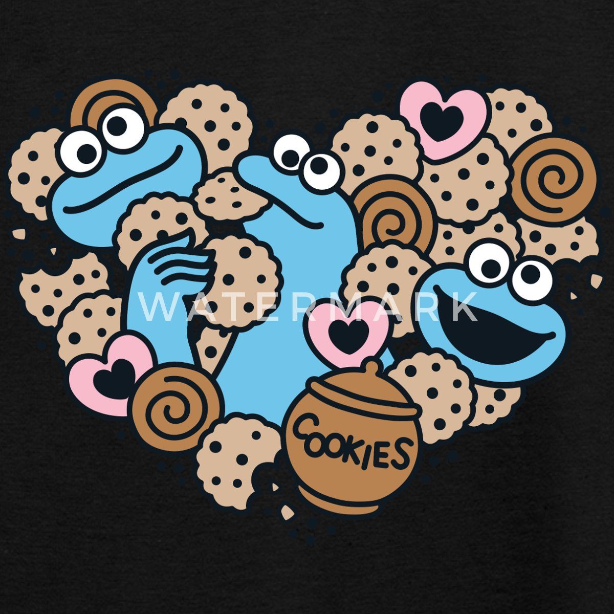 Spreadshirt T-Shirt Sesamstraße Herz Mit Krümelmonster Kinder T-Shirt (1-tlg)