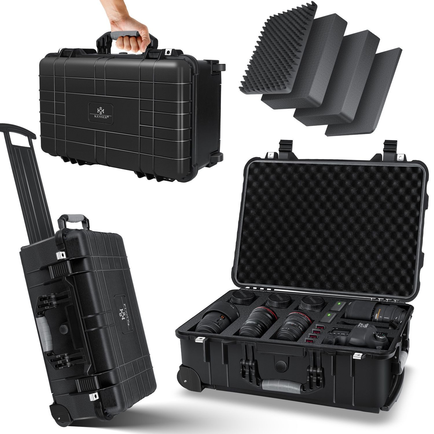 KESSER Kameratasche, Transportkoffer Kamerakoffer Werkzeugkoffer mit Schaumstoff