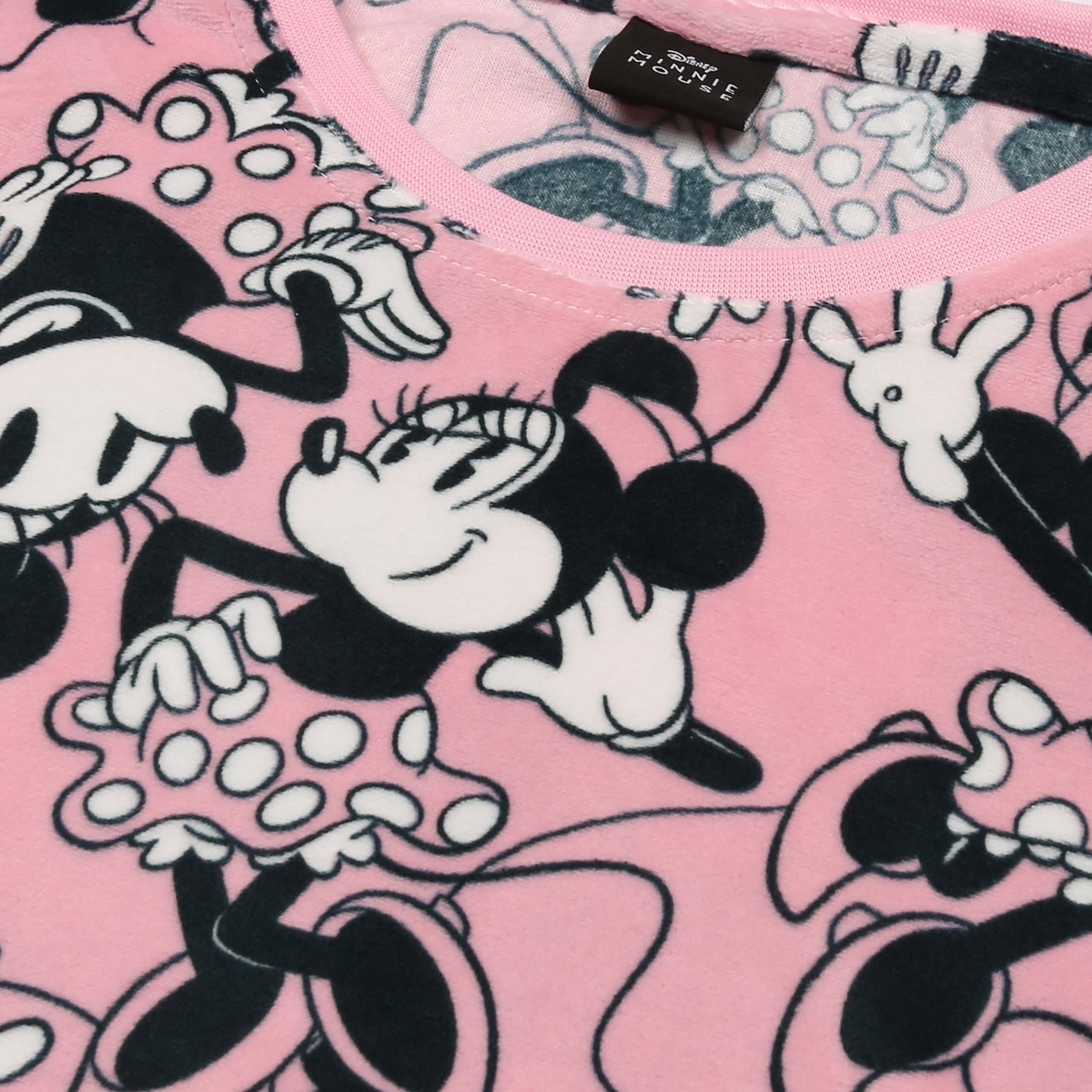 Disney Minnie Mouse Pyjama DISNEY Minnie Mouse, Damen-Pyjama zweiteilig aus Velours, langarm