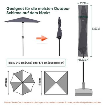 Sekey Sonnenschirm-Schutzhülle Amepschirm Schutzhülle für Sonnenschirm mit Reißverschluss und Stab, für Ø 180 cm / Ø 200 cm / 200 x 150 cm / 200 x 125 cm Gartenschirm