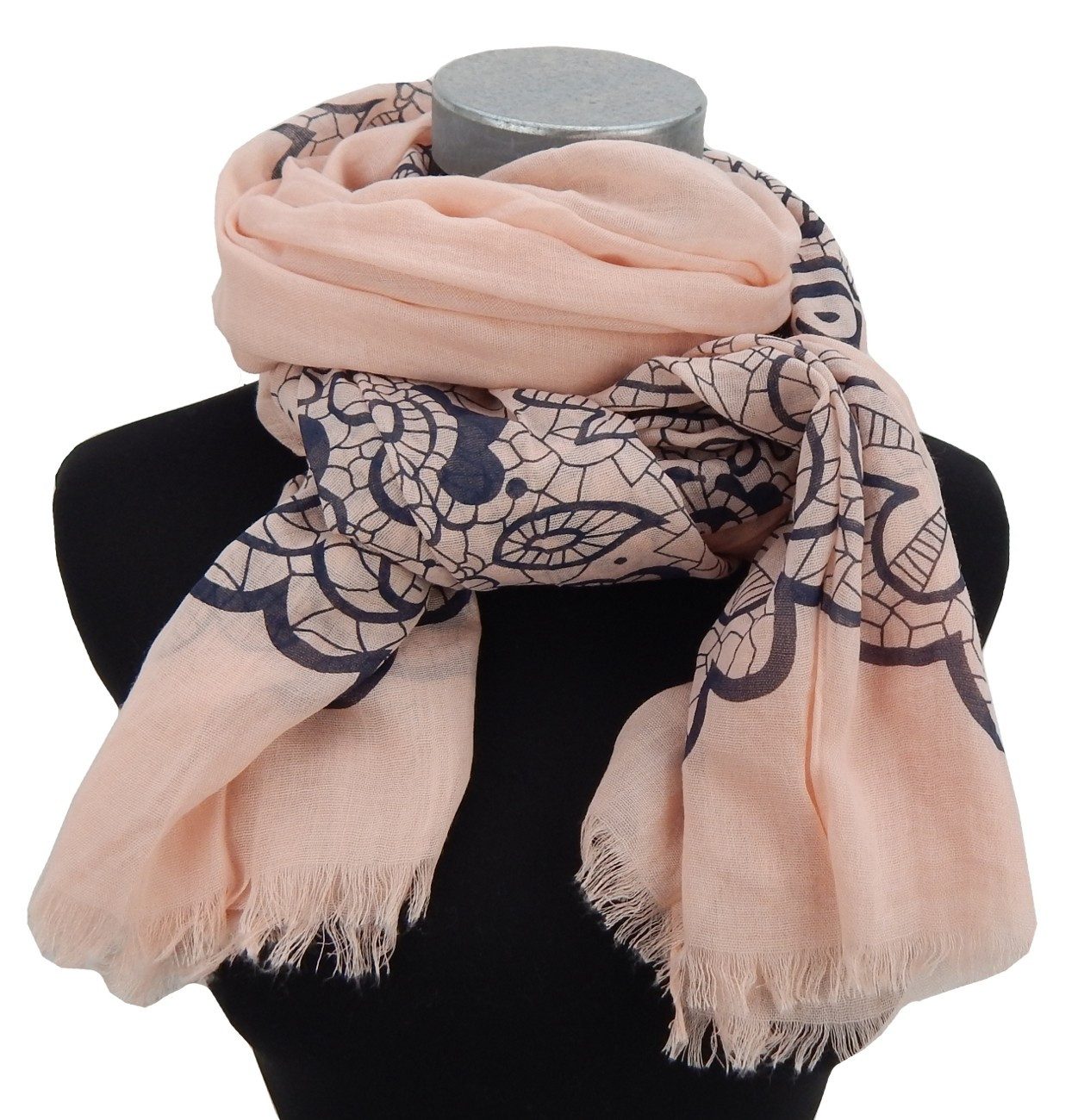 Ella Jonte Modeschal, Leichter Sommerschal in zarten Pastelltönen mit elegantem Blumenmuster