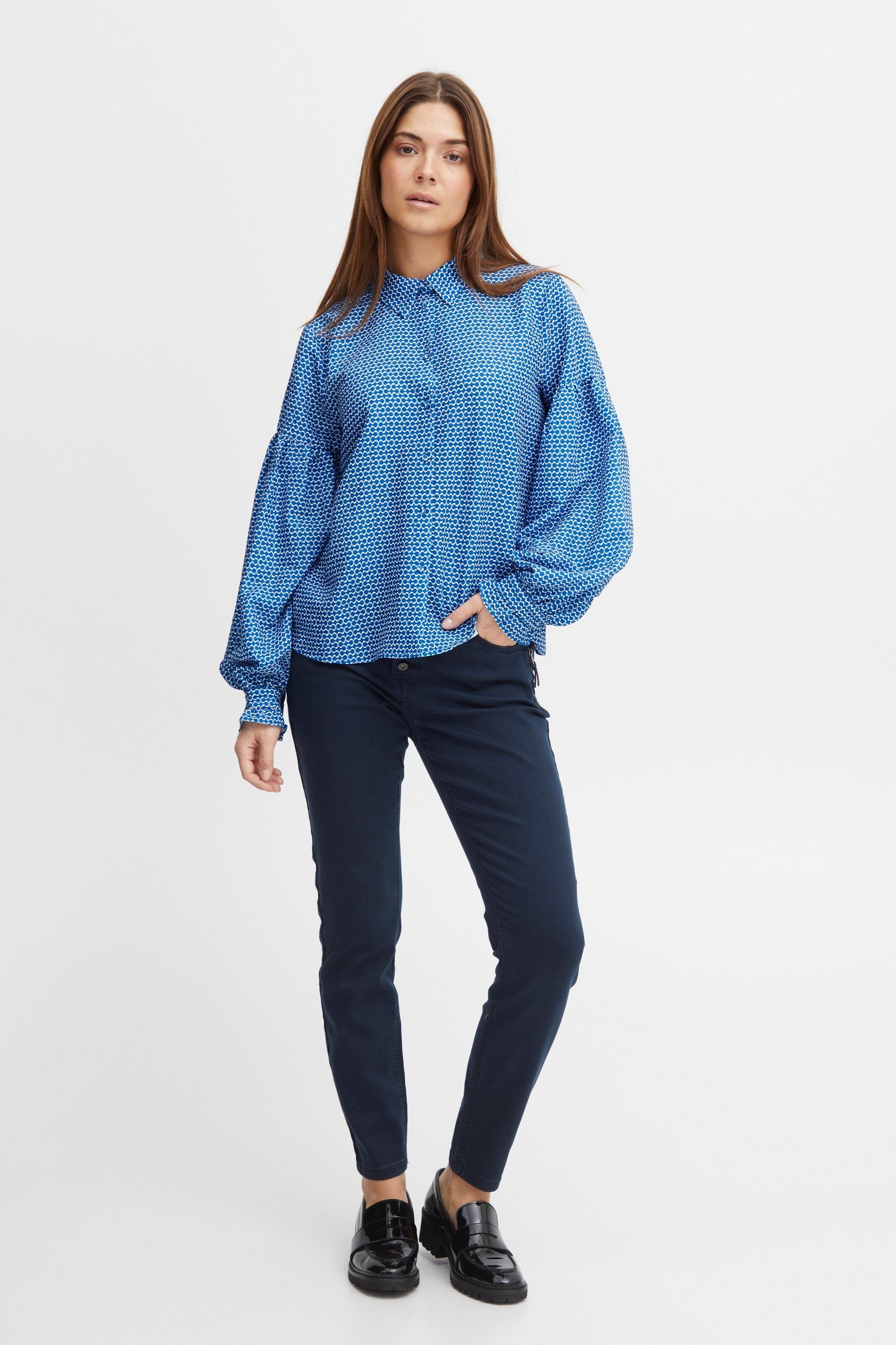 Langarmbluse - Jeans 50207178 Shirt (201345) Printed Blue Pulz PZSAVINO