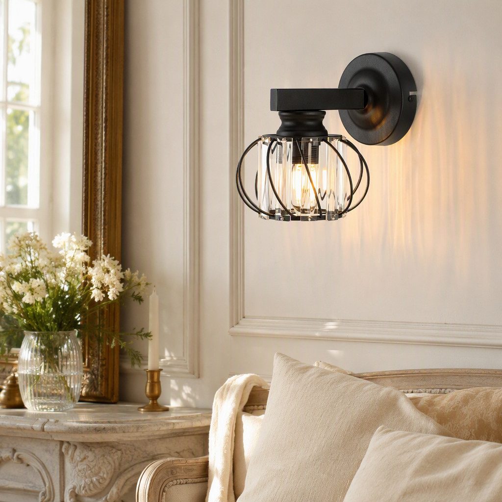 BlingBin Wandleuchte Goldene Kristall Innen,E27 Wohnzimmer Wandlampe Moderne, Gold Metall, ohne Leuchtmittel, Kristallwandleuchte für Wohnzimmer Korridor Esszim – Bild 2 von 5