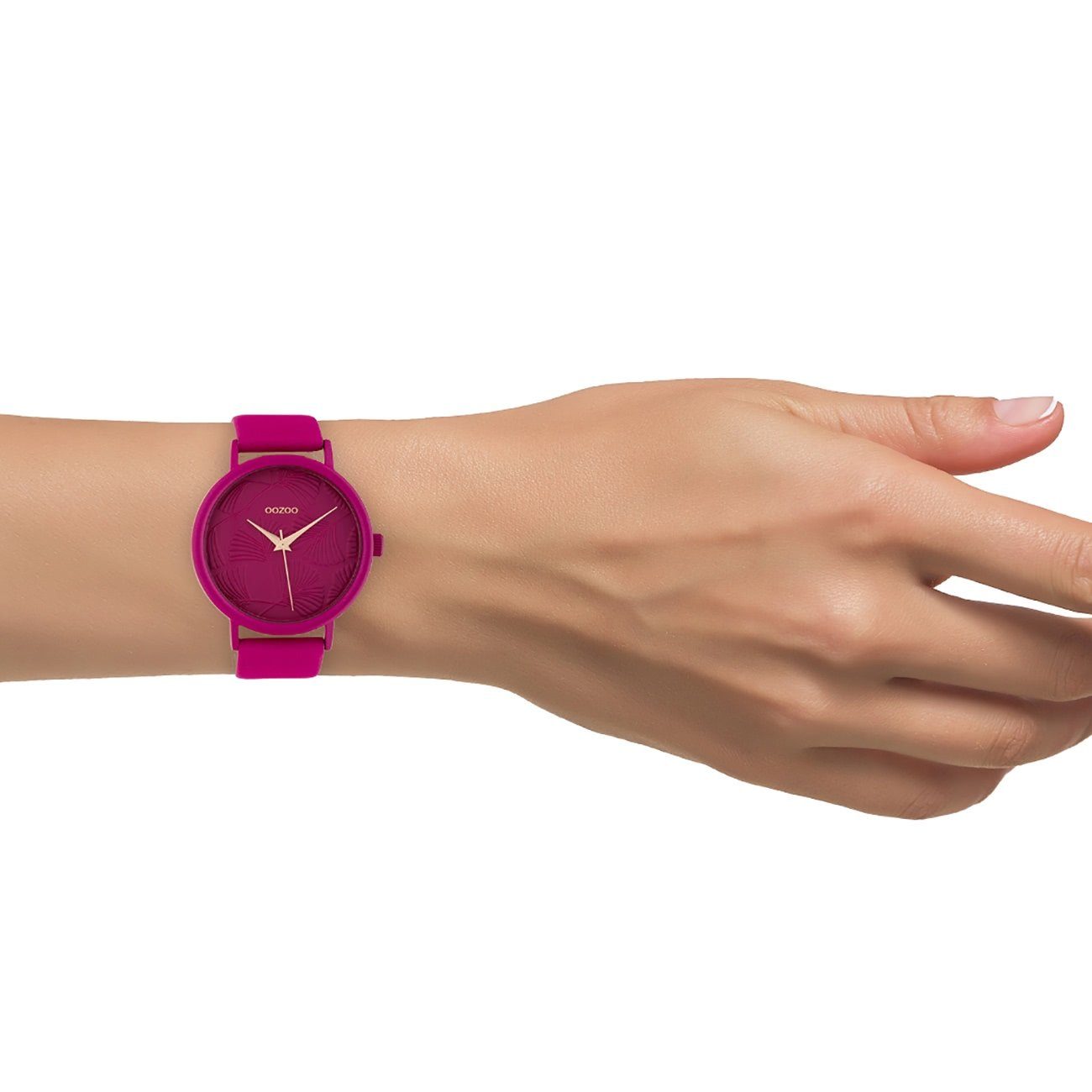 OOZOO Quarzuhr Lederarmband Armbanduhr Oozoo OOZOO Damen Timepieces, 42mm), groß (ca. pink, rund, Fashion Damenuhr