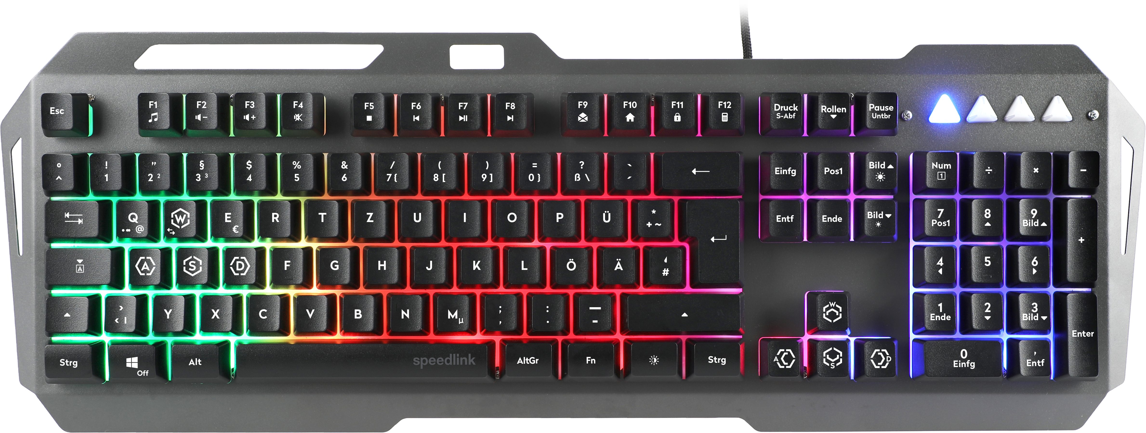 Speedlink LUNERA RGB Metal Rainbow, schwarze kabelgebundene Gaming-Tastatur (mit RGB Hintergrundbeleuchtung)