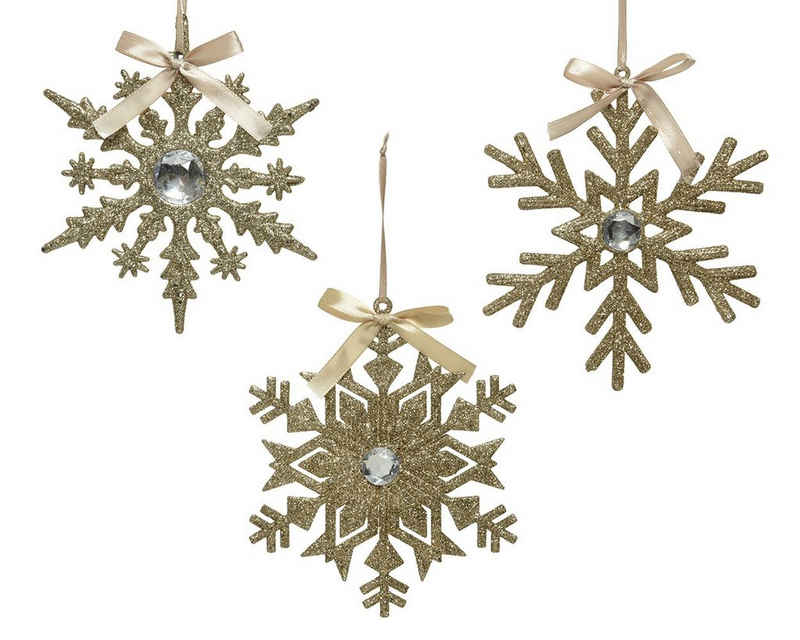 Decoris season decorations Christbaumschmuck, Christbaumschmuck Glitzer Schneeflocke 15cm gold, 1 Stück sortiert