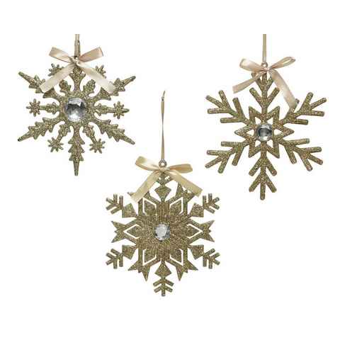 Decoris season decorations Christbaumschmuck, Christbaumschmuck Glitzer Schneeflocke 15cm gold, 1 Stück sortiert