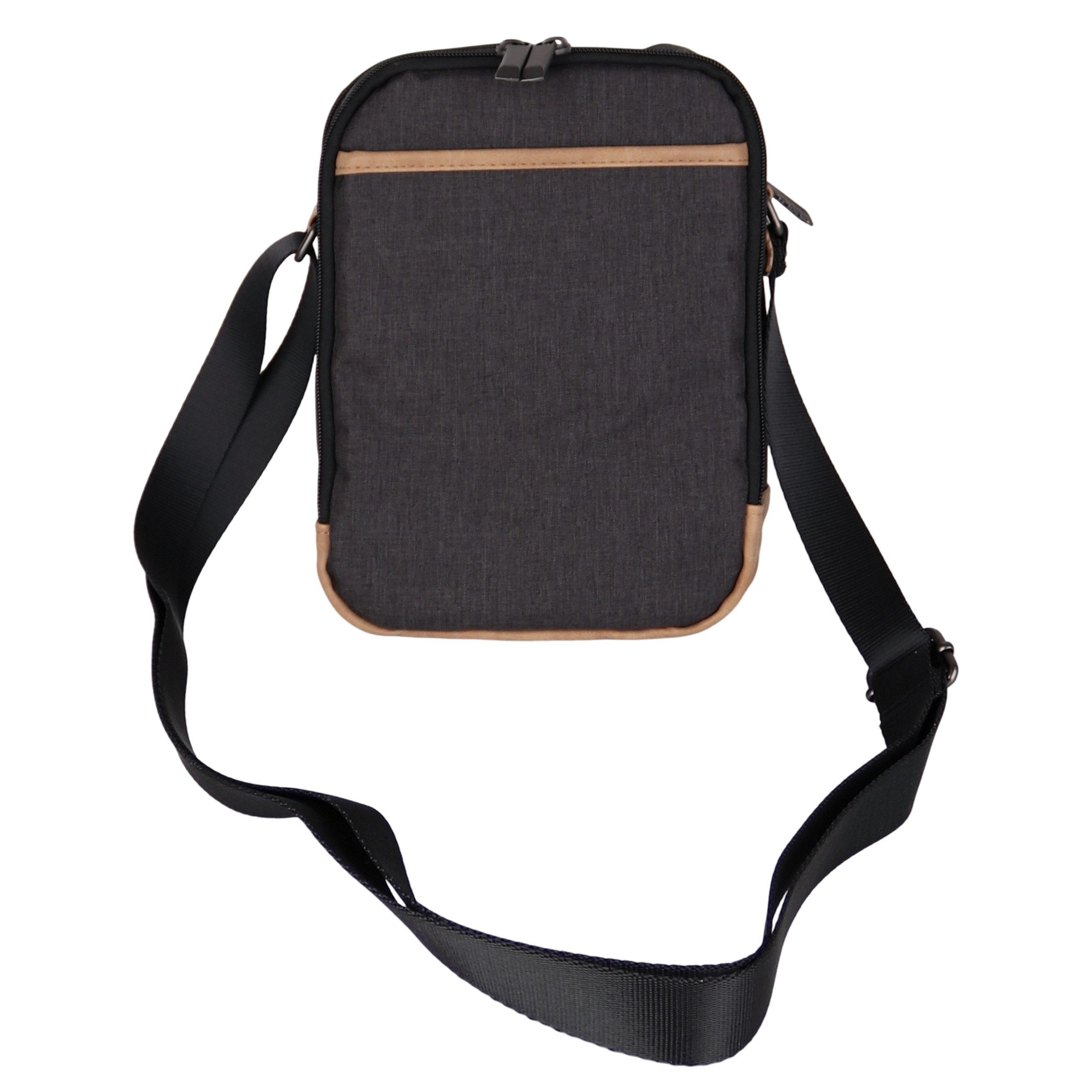 MIRROSI Schultertasche Herren Umhängetasche klein, Crossbody Bag 24x18x8 cm (Messenger Bag), große Kapazität, erstellbarem Gurt & Leder-Optik-Besatz
