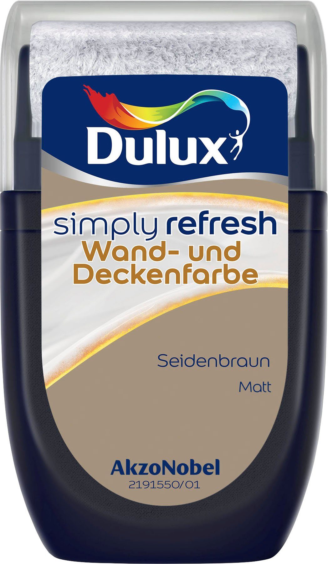 Dulux Wand- und Deckenfarbe Simply Refresh, Tester, matt, hochdeckend, 30 ml Seidenbraun