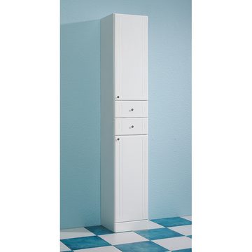 Lomadox Badmöbel-Set NEMI-66, (Spar-Set, 6-St), Badezimmer Möbel Set in weiß mit weiß Hochglanz, 161/188,5/33