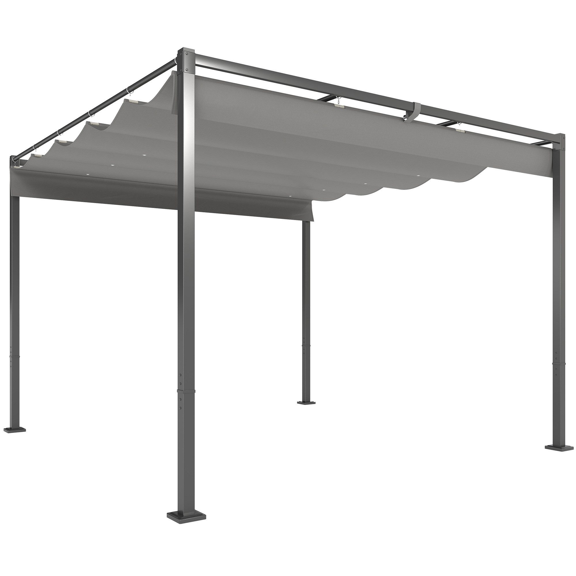 Outsunny Pergola mit magnetischem Pad, verstellbares Dach, BxTxH: 297.0x297.0x221 cm, (Gartenpavillon, 18-tlg., Garten Pavillon), für Terrasse und Garten, Grau
