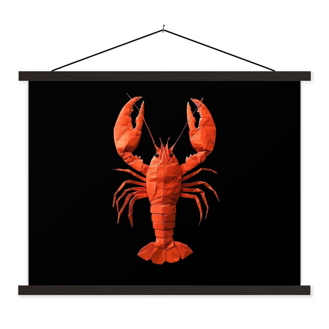 MuchoWow Poster Hummer - Papier - Origamipapier - Rot, (1 St), Magnetische Posterleiste, Holzleisten, Textilposter, 40x30 cm