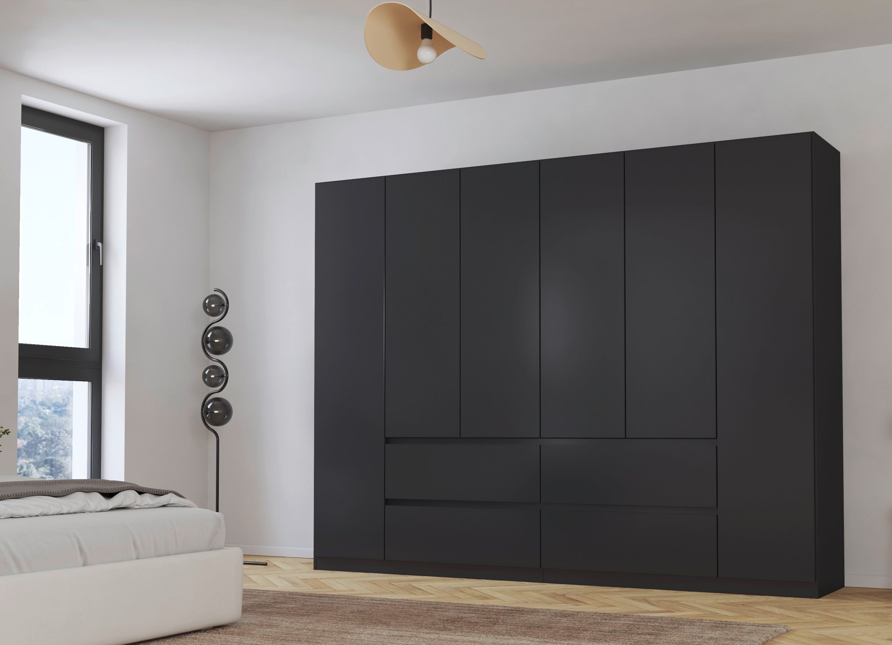 rauch Drehtürenschrank Schrank Garderobe MAINZ Breiten 91/136/181/226/271/315/360, Höhe 210cm (3 verschiedene Ausstattungen BASIC/CLASSIC/PREMIUM (inkl. SOFT-CLOSE) grifflose Front, Außentüren mit Push-to-Open Funktion MADE IN GERMANY