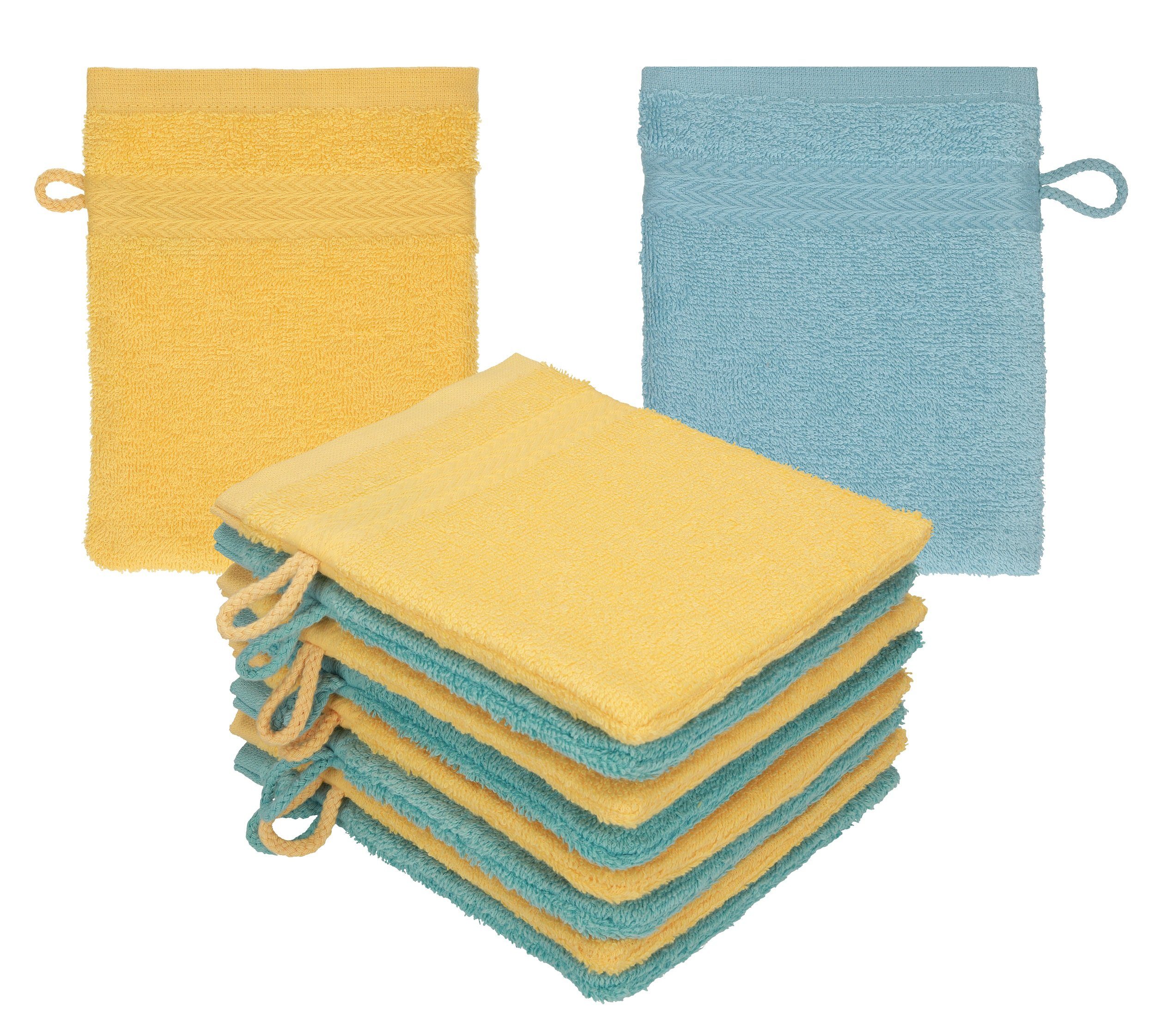 Betz Waschhandschuh 10 Stück Замшевые перчатки Premium 16x21 cm Farbe honiggelb/ocean, (10-St)