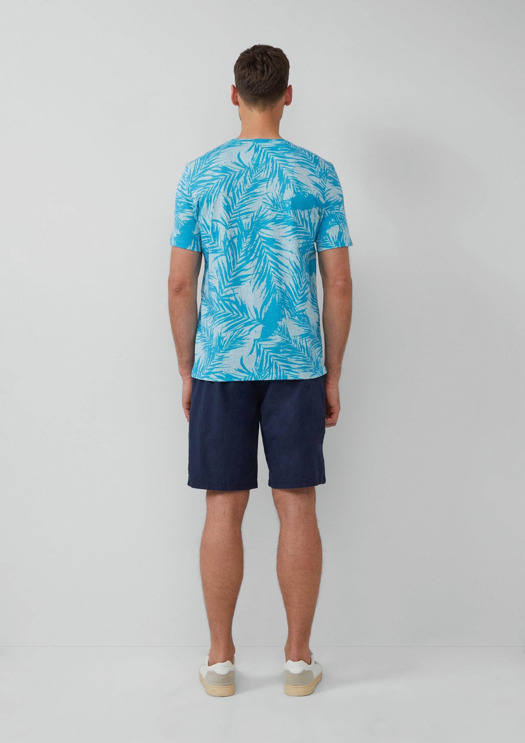 s.Oliver Kurzarmshirt T-Shirt T-Shirt mit Crew Neck und All-over-Print