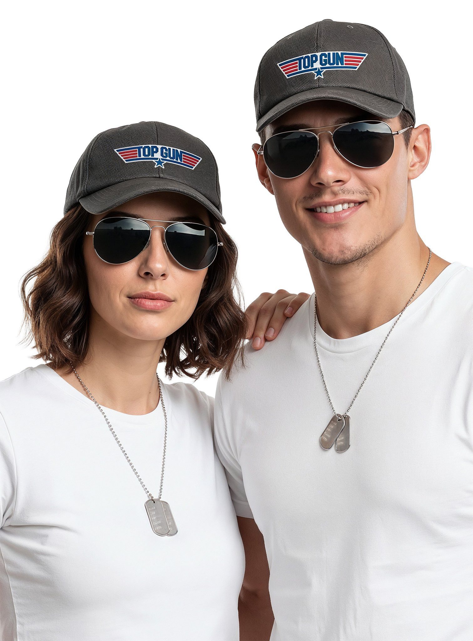 Maskworld Kostüm Top Gun Set 3 teilig - Fasching Karnevalskostüm, Dreiteiliges Set für coole Kampfpiloten & Pilotinnen