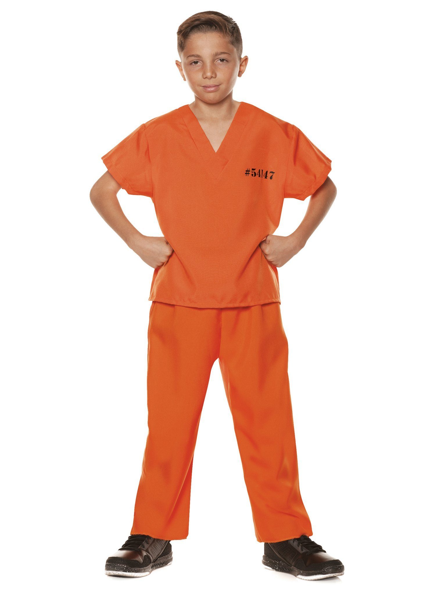 Underwraps Kostüm Strafgefangener Kostüm für Kinder, Zweiteilige US Gefängniskleidung in orange