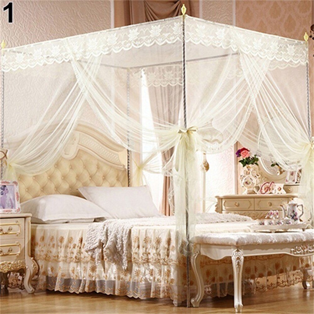 Rahmen Queen King Weiß für Bett Full Dome Kein Mückenschutz Moskitonetz Rutaqian Moskitonetz