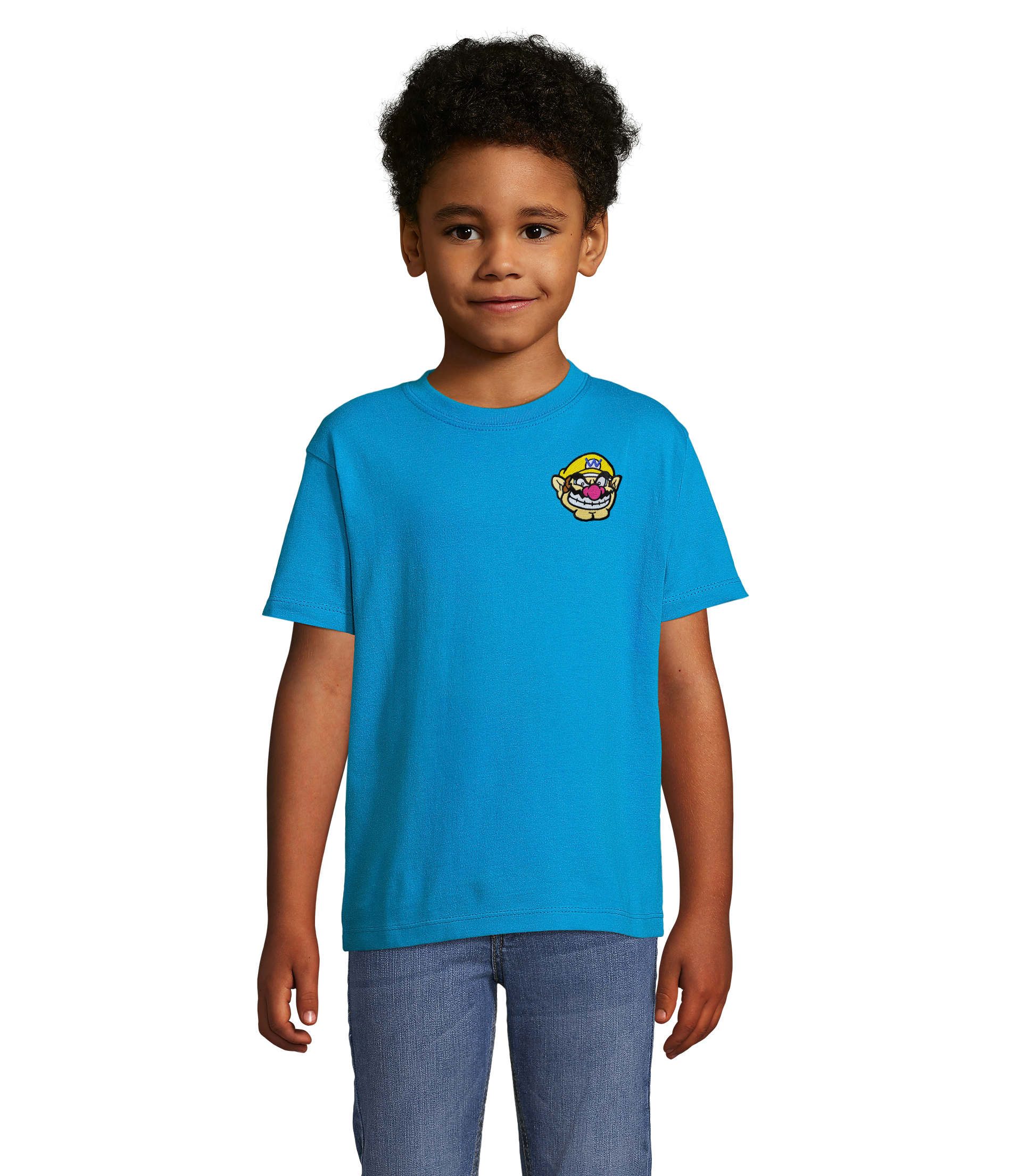 Blondie & Brownie T-Shirt WarioPatch Kinder T Shirt Gaming Motiv Baumwolle Freizeitlook Alltage (Einzelshirt, Einzelartikel) Wario Patch K Tee Retro Pixel Kids