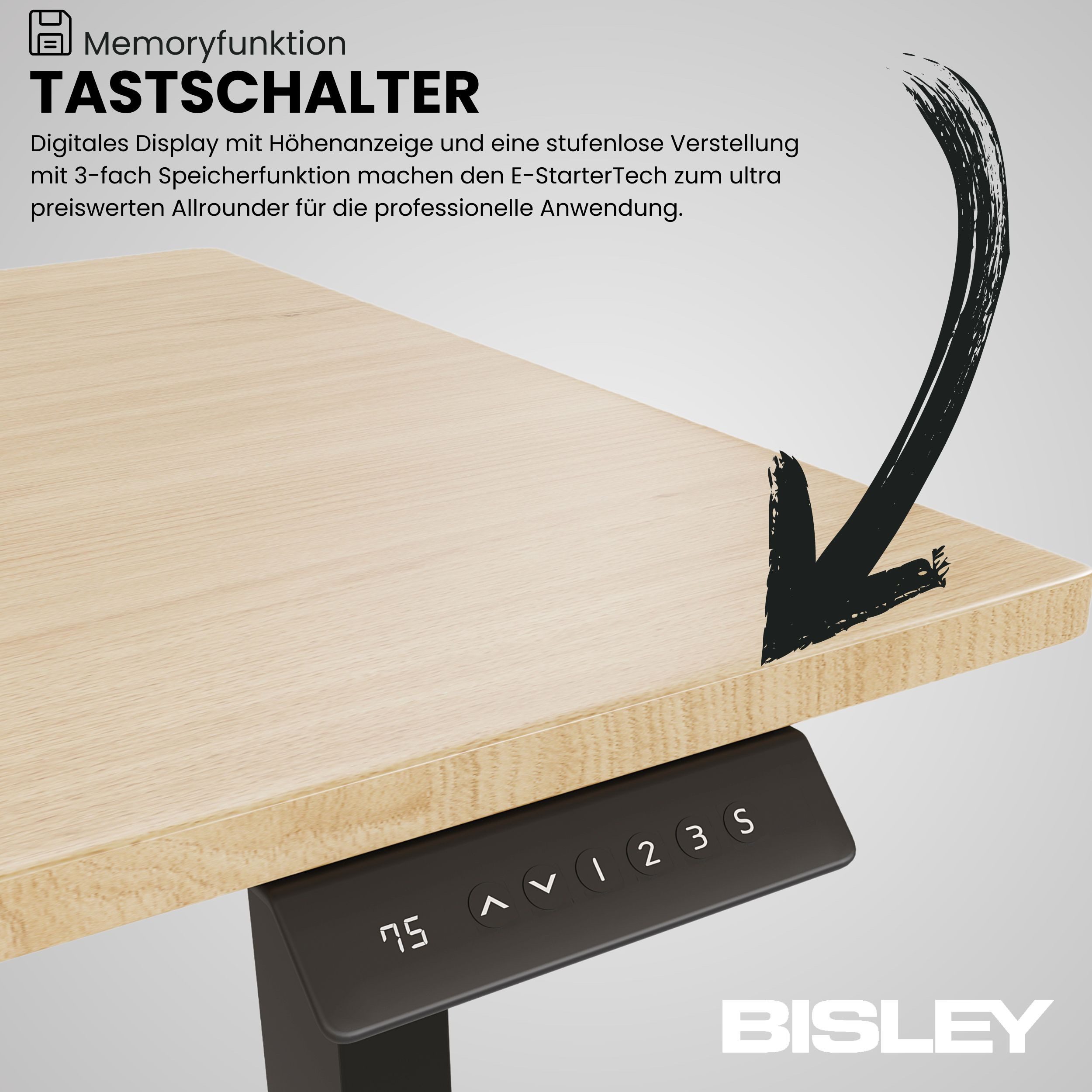 Bisley Schreibtisch E-StarterTech, in - Maße: H 74 x B 140 x T 60 cm