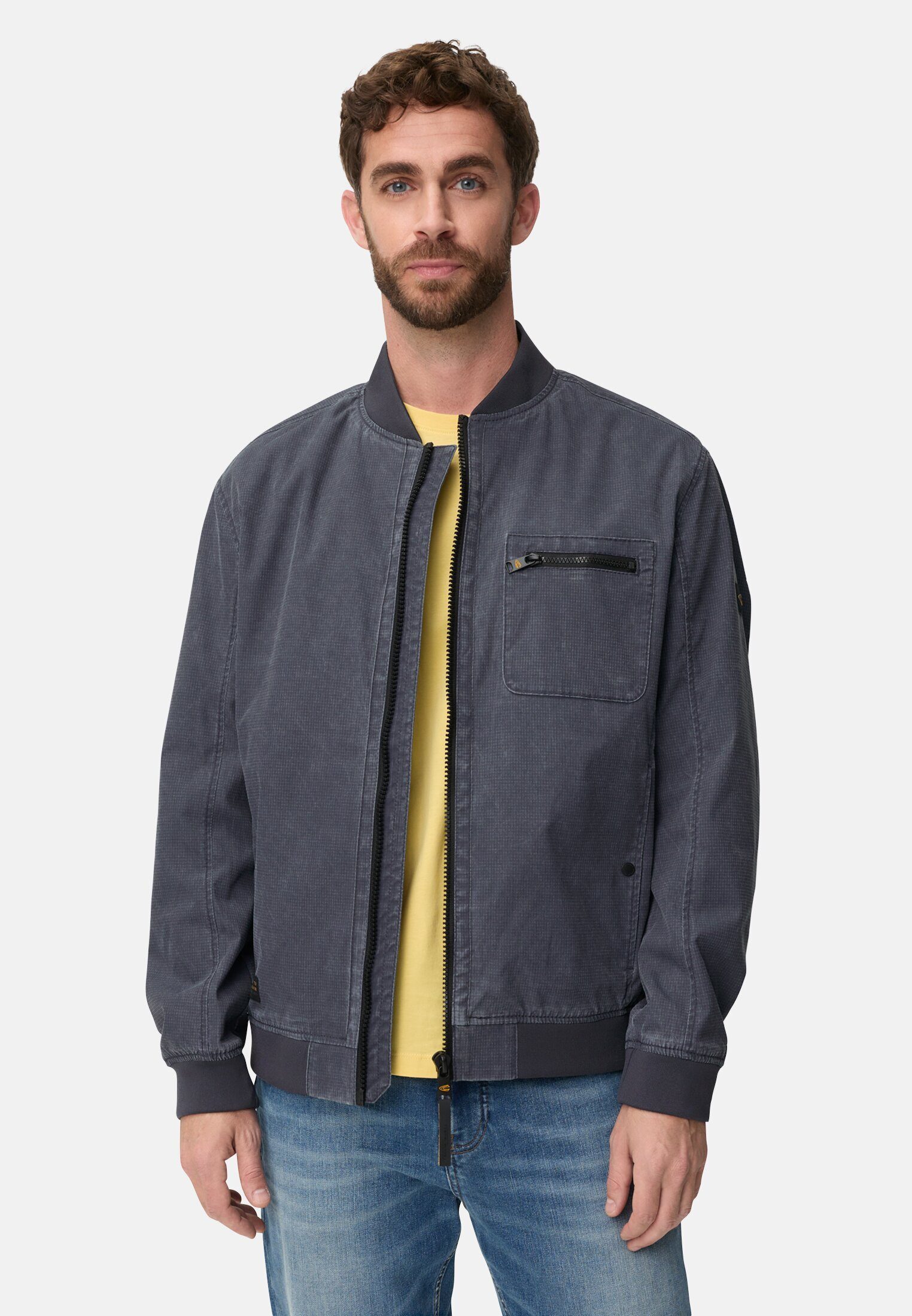 camel active Blouson Blouson mit Bomberkragen aus Ribstop Langarm Markenlogo