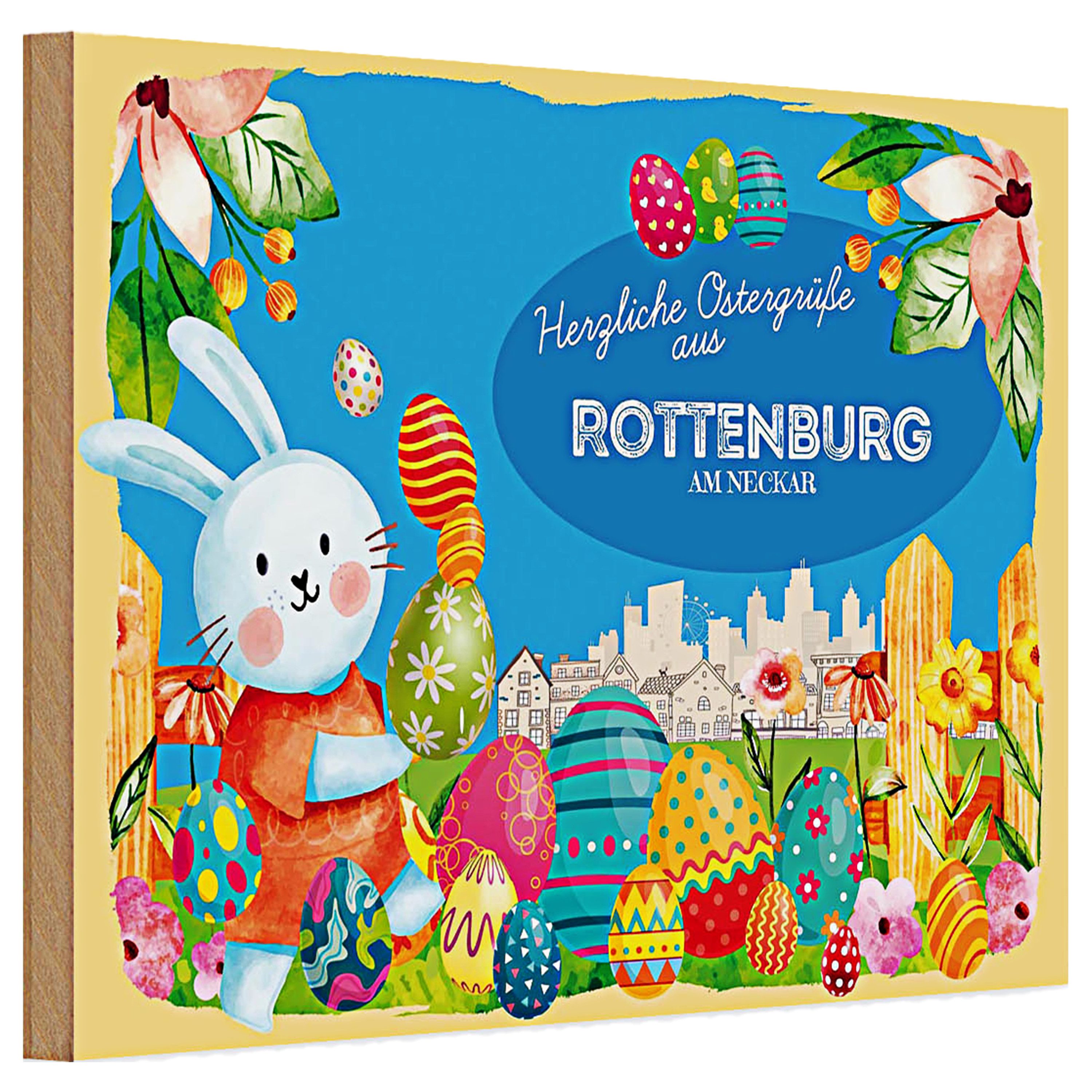 Roomando Holzbild Holzschild Ostern Ostergrüße 30x20cm ROTENBURG AM NECKAR