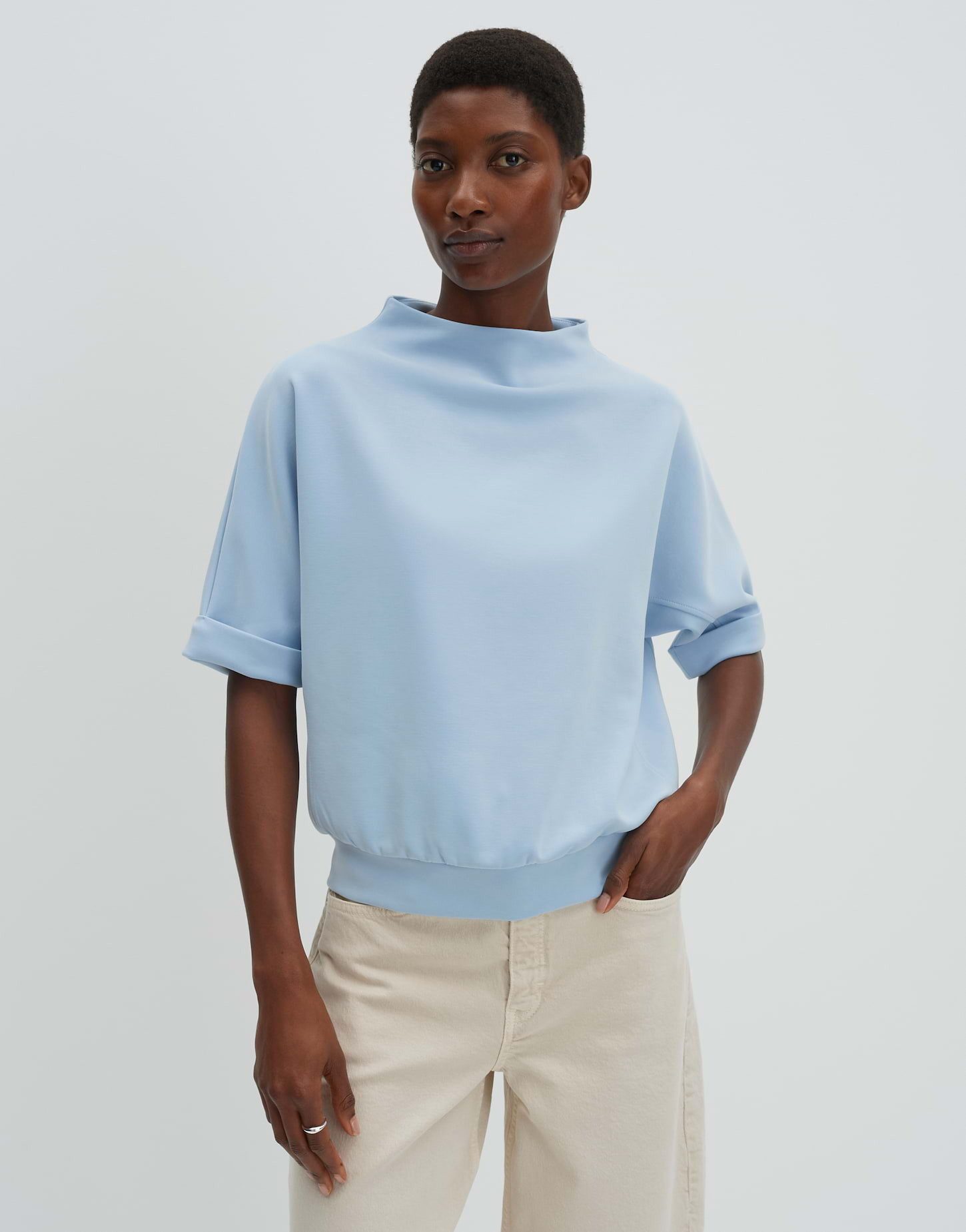 someday Sweatshirt Utaliana detail aus Cotton-Modal-Mix Ärmelaufschlag und Funnel Neck für relaxed Style