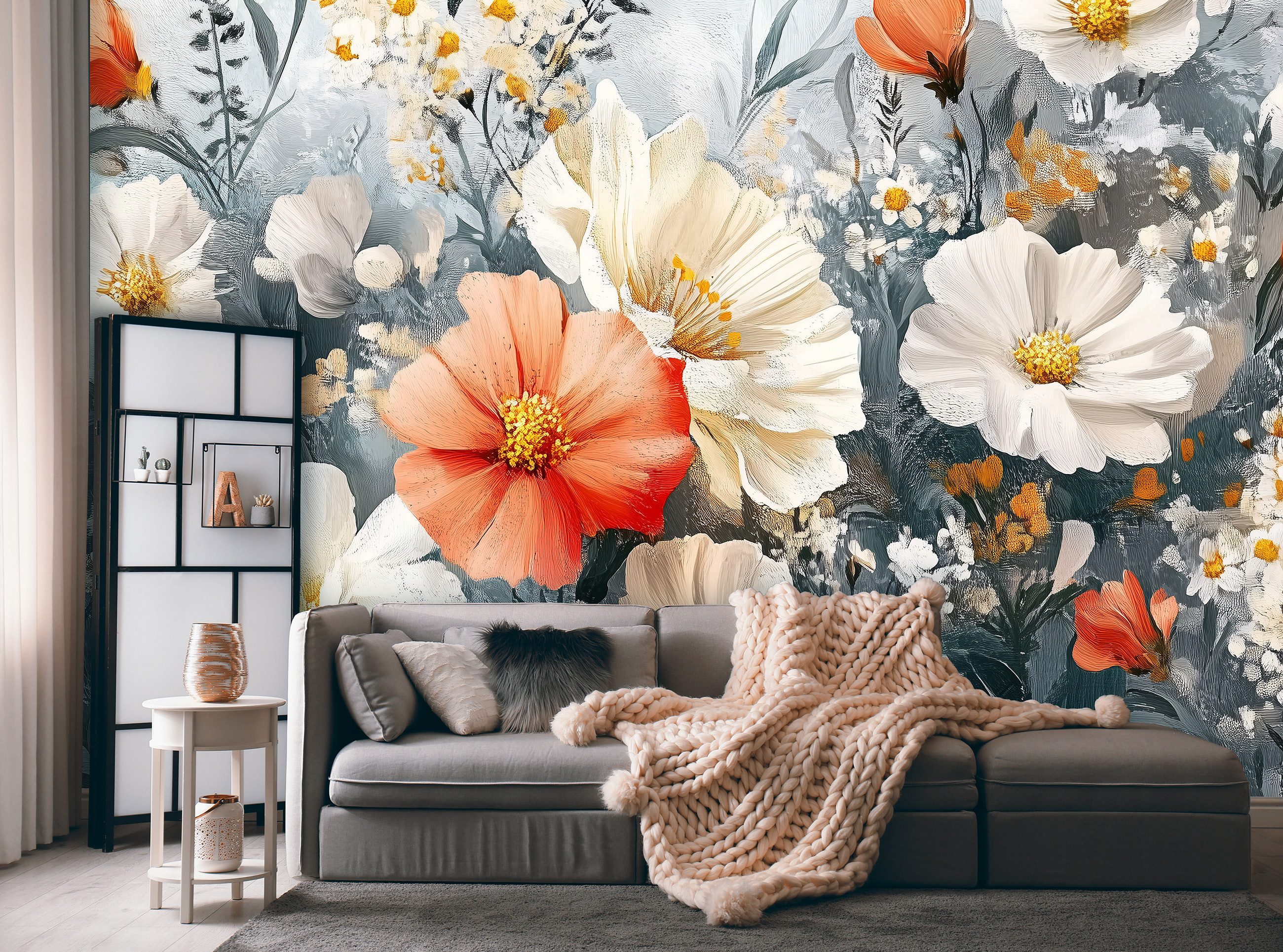 Wallarena Fototapete Blumen Weiß Rot Vlies günstig online kaufen