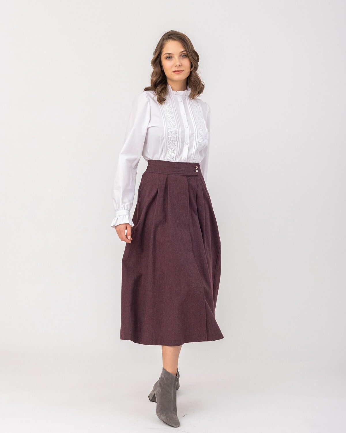 FELICITAS Langarmbluse Bluse Burgunde