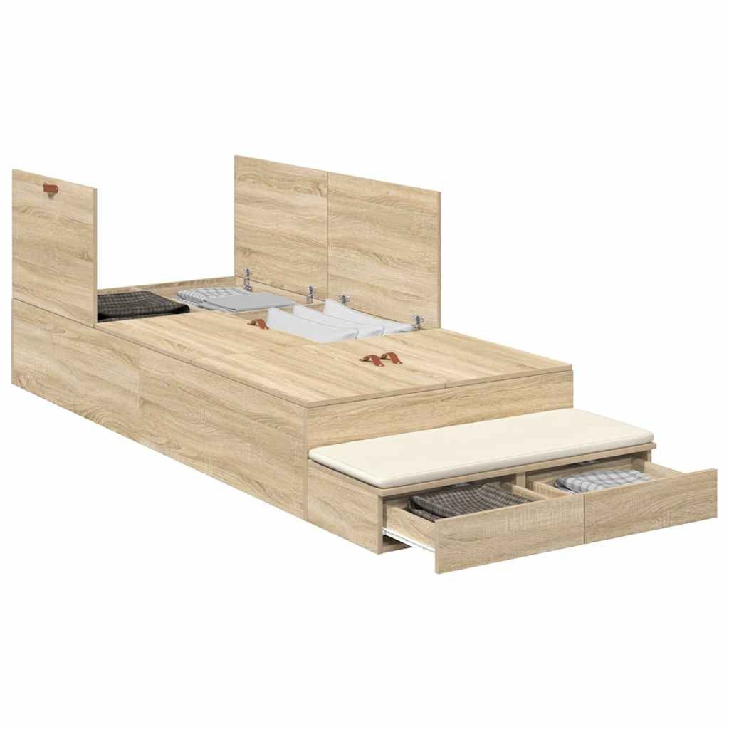 vidaXL Bett Aufbewahrungsbettgestell Sonoma-Eiche 80 cm Holzwerkstoff (1-tl günstig online kaufen